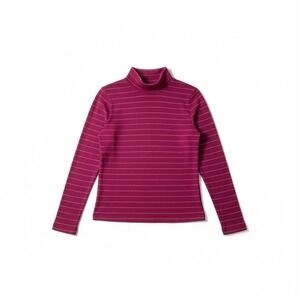 Allison Daley Magenta Pink Striped Mock Neck, Women's Small Metallic Top